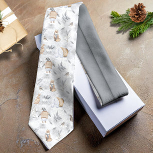 Animals on Ice Christmas Tan ID987 Tie
