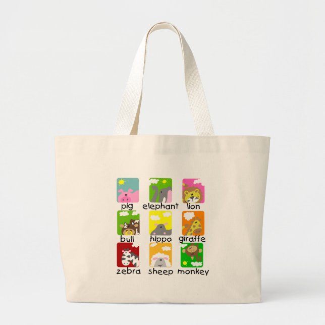 Animals on Parade Tshirts and Gifts Large Tote Bag (Front)