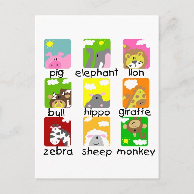 Animals on Parade Tshirts and Gifts Postcard (Front)
