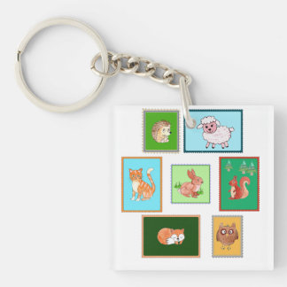 animals on stamps key ring