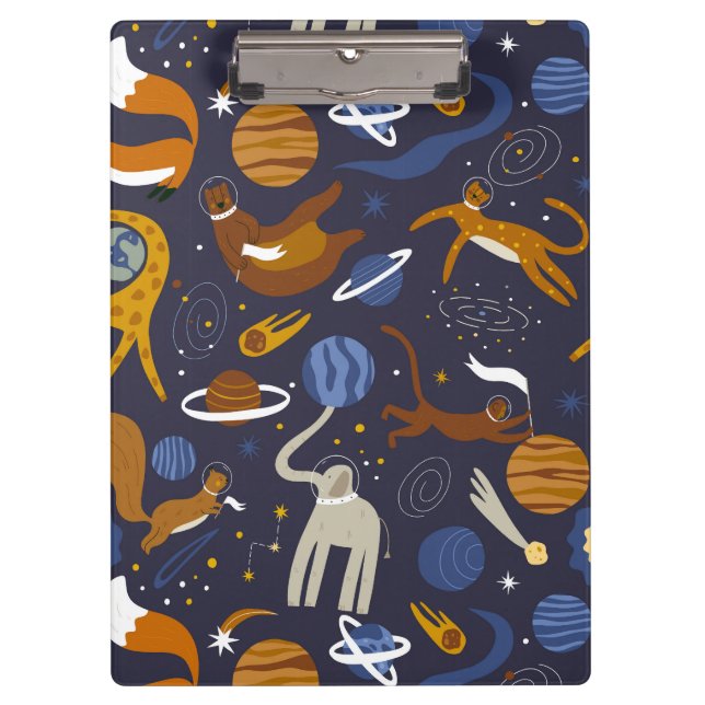 Animals Outer Space Brush Folder Clipboard (Front)