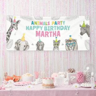 Animals Party Wild Animal Birthday Banner