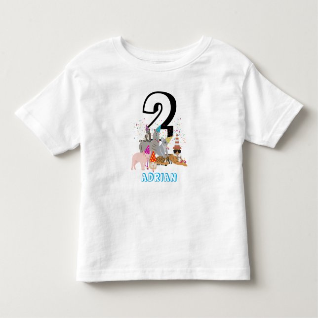 Animals Partying - Animals Birthday Age Boy Girl Toddler T-Shirt (Front)