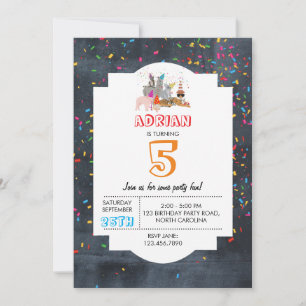 Animals Partying - Animals Birthday Party Boy Girl Invitation