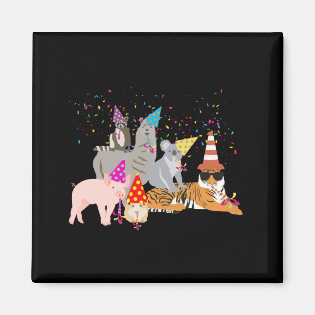 Animals Partying Cute Animals Having A Party _1  Magnet (Front)