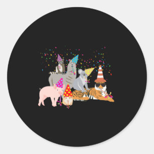 Animals Partying Cute Animals Having A Party  Classic Round Sticker