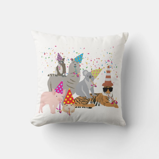 Animals Partying - Cute Animals Having a Party Cushion (Front)