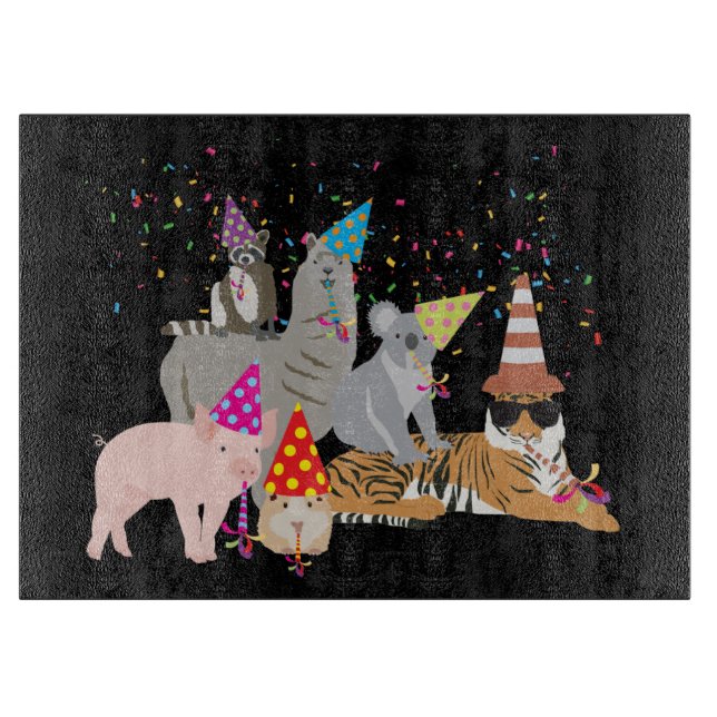 Animals Partying - Cute Animals Having a Party Cutting Board (Front)
