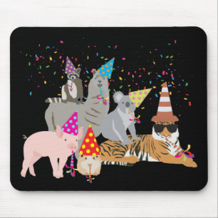 Animals Partying - Cute Animals Having a Party Mouse Pad