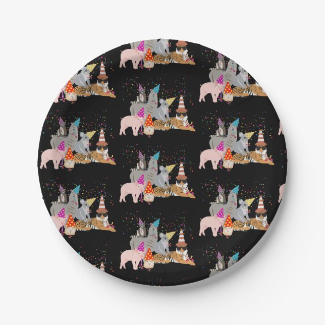 Animals Partying - Cute Animals Having a Party Paper Plate (Front)