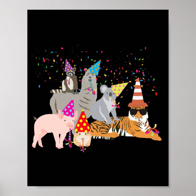 Animals Partying Cute Animals Having A Party  Poster (Front)