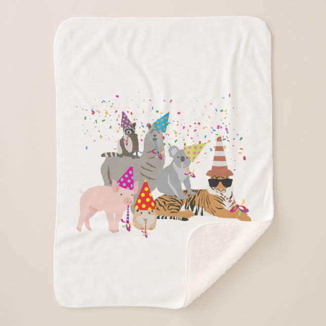 Animals Partying - Cute Animals Having a Party Sherpa Blanket (Front)