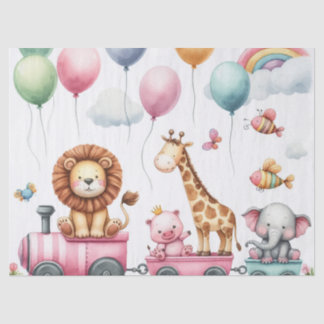 Animals pink birthday Large Gift Bag  Tissue Paper