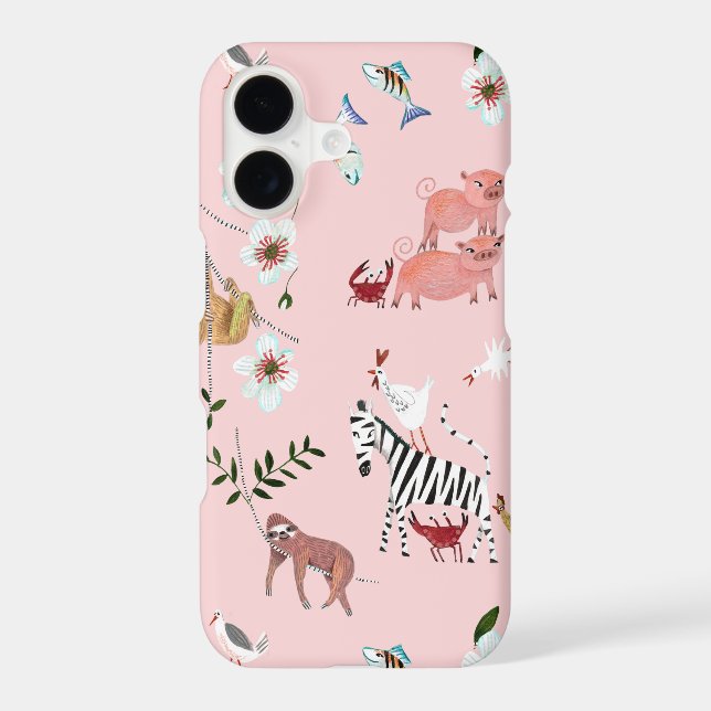 Animals Pink Sloths &  Zebra Cute Pattern (Back)