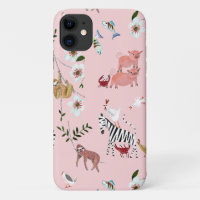 Animals Pink Sloths &  Zebra Cute Pattern
