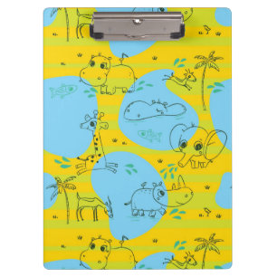 Animals playing baby pattern background clipboard