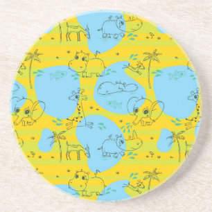 Animals playing baby pattern background coaster