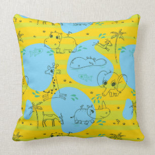 Animals playing baby pattern background cushion