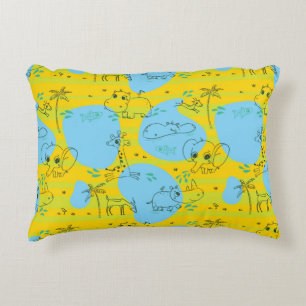 Animals playing baby pattern background decorative cushion