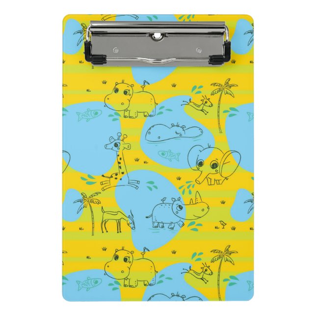 Animals playing baby pattern background mini clipboard (Front)