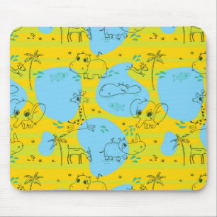 Animals playing baby pattern background mouse pad