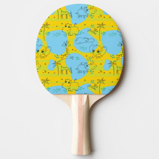 Animals playing baby pattern background ping pong paddle (Front)