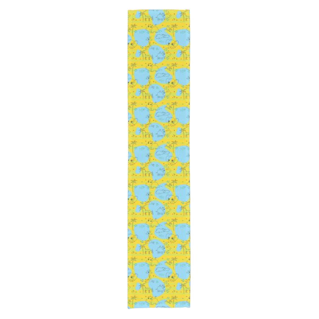 Animals playing baby pattern background short table runner (Front)