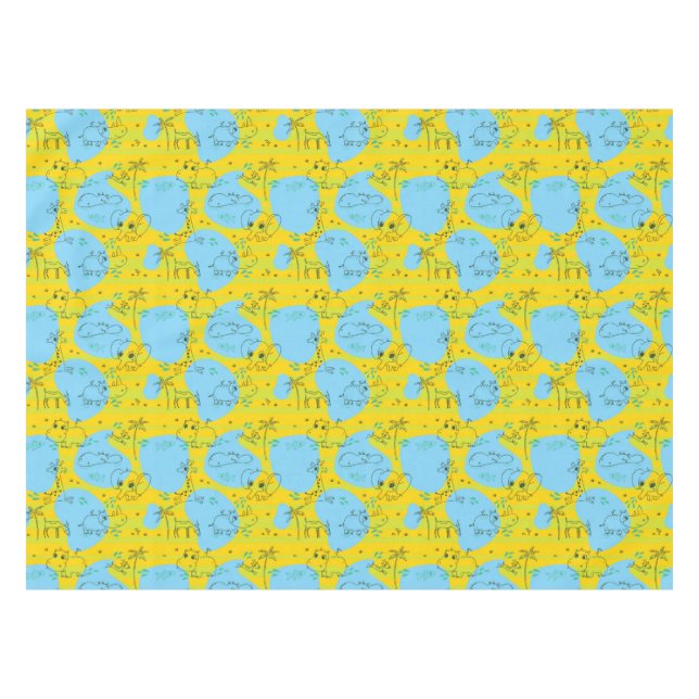 Animals playing baby pattern background tablecloth (Front (Horizontal))