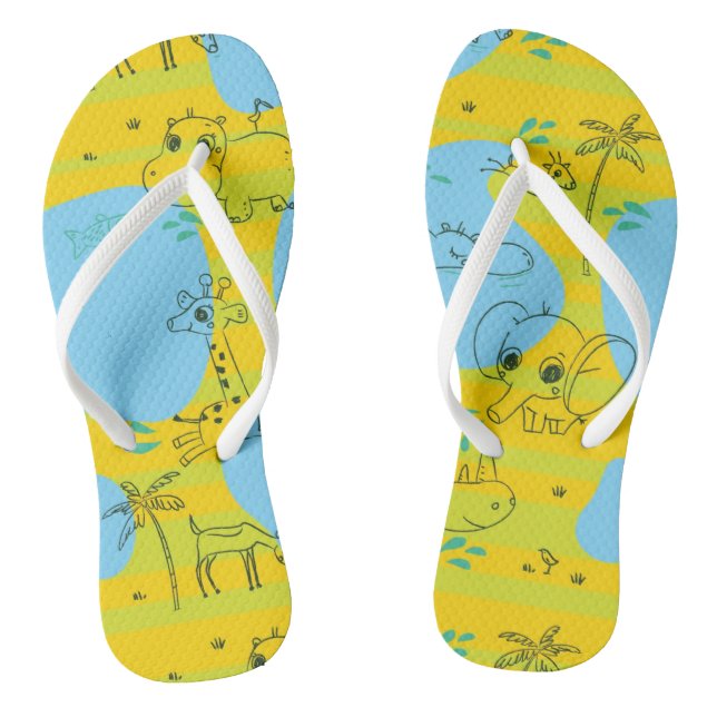 Animals playing baby pattern background thongs (Footbed)