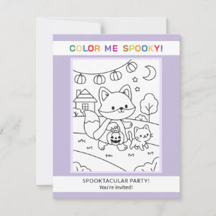 Animals & Pumpkin Halloween Colouring Invitation