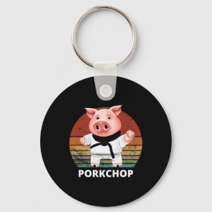 Animals Puns Pig Karate Pork Chop Pun Key Ring
