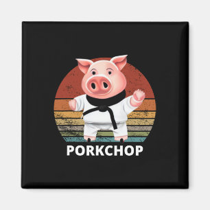 Animals Puns Pig Karate Pork Chop Pun  Magnet