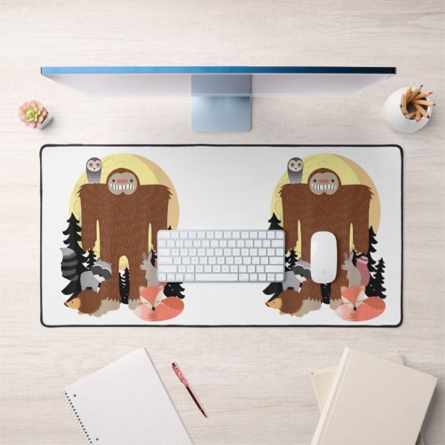 animals Sasquatch With Woodland Creatures Desk Mat (Office 1)