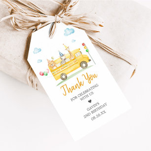 Animals School Bus Birthday Party Favor Tags