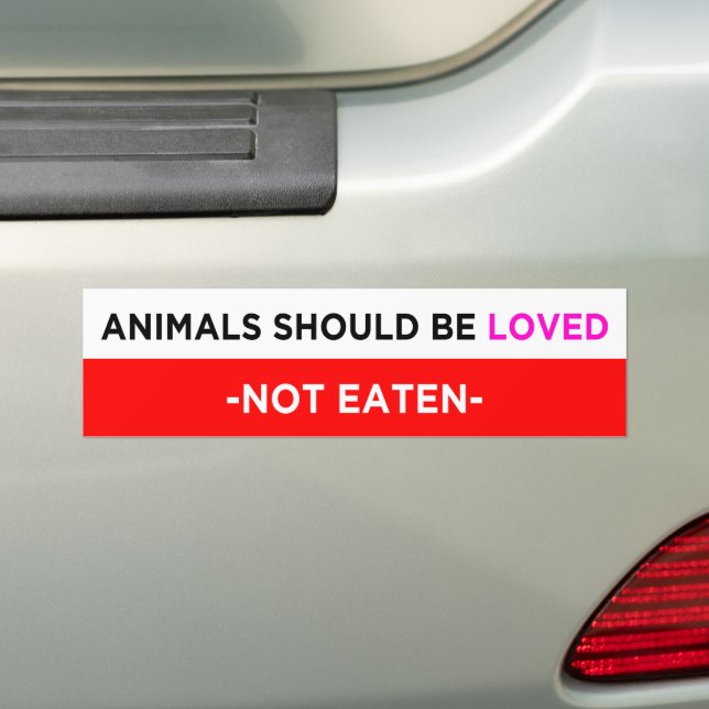 animals should be loved not eaten vegan bumper sticker (On Car)