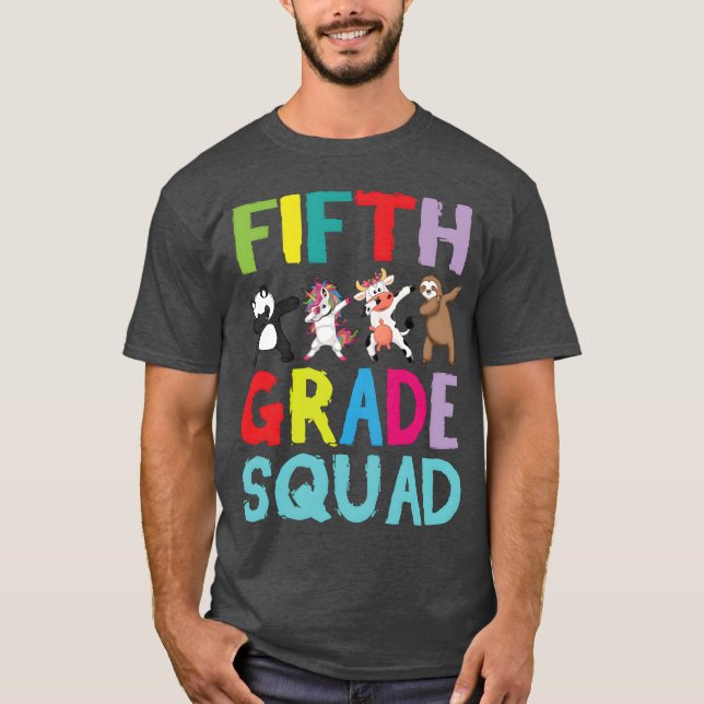 Animals Students Dabbing Backo School Fifth retro T-Shirt (Front)