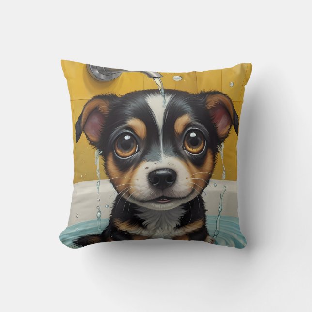 Animals Taking a Bath Funny Cushion (Front)