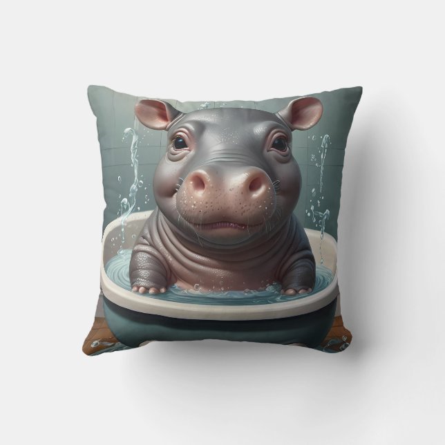 Animals Taking a Bath Funny Cushion (Back)