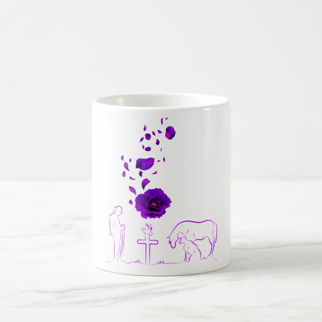 Animals They Also Served Purple Poppy Remembrance Coffee Mug (Center)