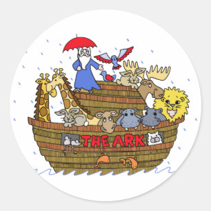 Animals Two by Two on Noah's Ark Classic Round Sticker