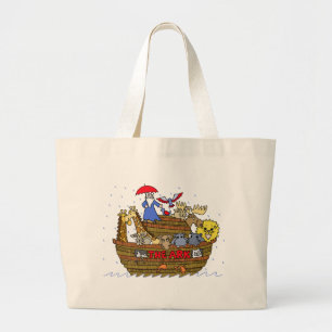 Animals Two by Two on Noah's Ark Large Tote Bag