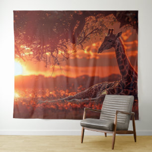 Animals Wall Art- Safari Giraffe Photo  Tapestry