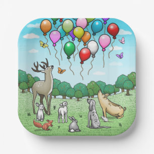 Animals Watch the Balloons Paper Plate