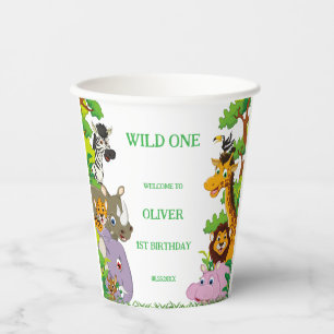 Animals Wild One Jungle greenery safari For kids Paper Cups