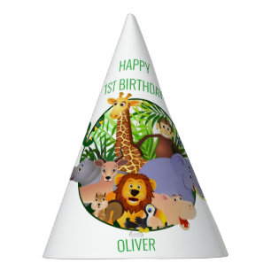 Animals Wild One Jungle greenery safari For kids Party Hat