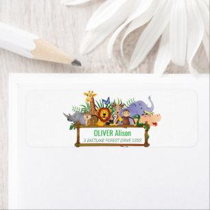 Animals Wild One Jungle greenery safari For kids Return Address Label