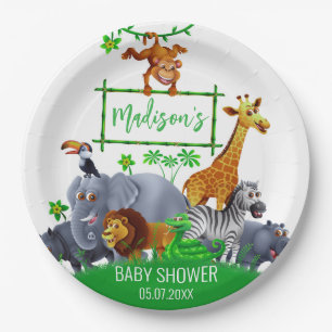 Animals Wild One Jungle greenery safari winter Paper Plate