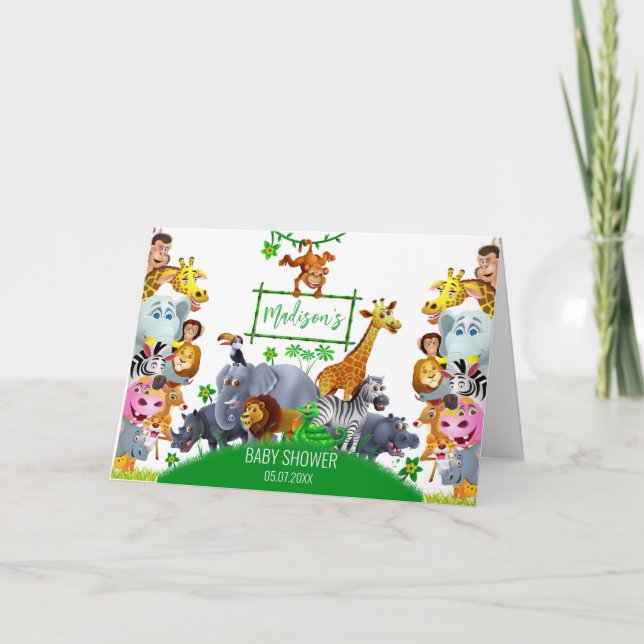 Animals Wild One Jungle greenery safari winter Thank You Card (Front)