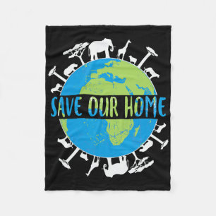 Animals Wildlife Conservation Save Our Home Earth Fleece Blanket