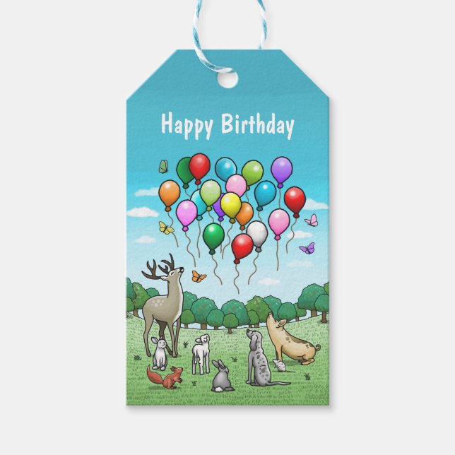 Animals with Balloons Gift Tags (Front)